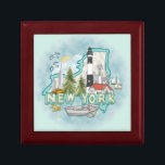 A New York Lighthouse Gift Box<br><div class="desc">A New York Lighthouse gift box by ArtMuvz Illustration. Matching Lighthouse apparel, Light house t-shirts, Lighthouses gifts. Lighthouse t-shirt, nautical and birthday gifts, lighthouse collector apparel.Lighthouse gifts are a great way to show someone you care, especially if they love the ocean, the coast, or lighthouses themselves. Lighthouses are iconic symbols...</div>