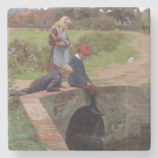 A Nibble, 1914 (oil on panel) Stone Coaster (Front)