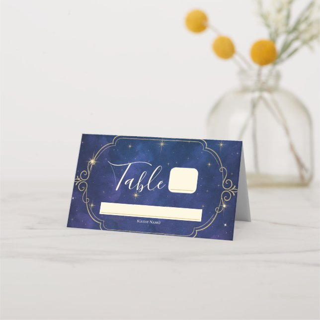 A Night Among The Stars Celestial Skies Wedding  Place Card (Front)