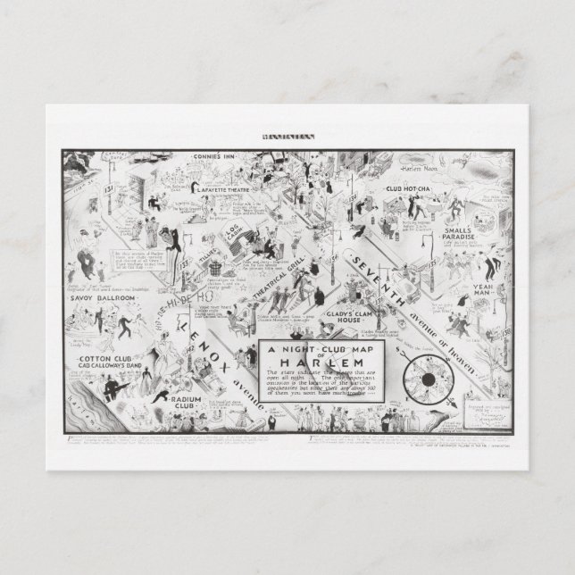 A night-club map of Harlem, 1933 Postcard (Front)