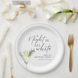 A Night in all White Birthday Paper Plate