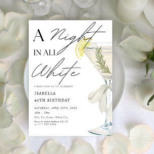 A Night in All White Birthday Party Invitation