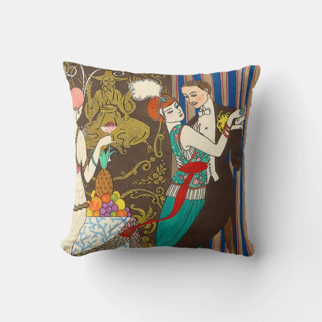 A Night in Decadent Paris Art Deco Pillow (Front)