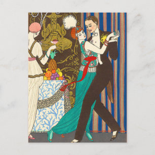 A Night in Decadent Paris Art Deco Postcard