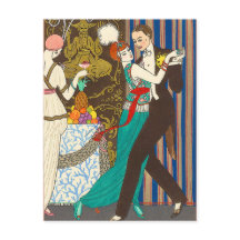A Night in Decadent Paris Art Deco Postcard