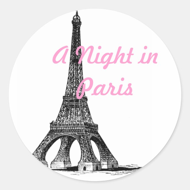 A Night in Paris Classic Round Sticker (Front)
