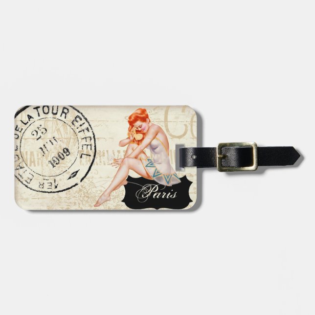 A Night in Paris luggage tag (Front Horizontal)