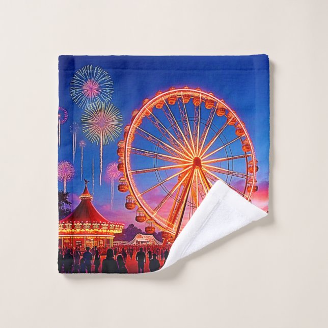 A Night of Festive Lights Design Bath Towel Set (Wash Cloth)