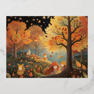 A Night of Friendship and Enchantment Foil Holiday Postcard