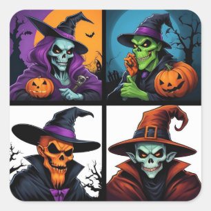 A Night of Halloween Magic Square Sticker