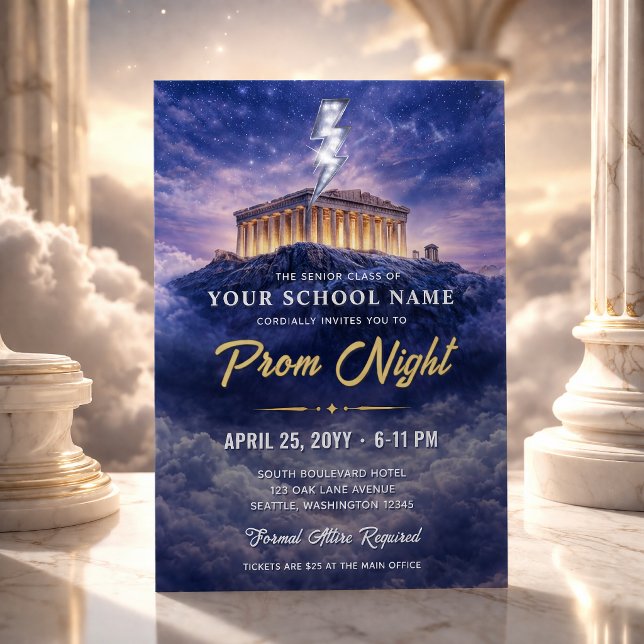 A Night on Mount Olympus Trendy Prom Invitation (A Night on Mount Olympus Trendy Prom Invitation)