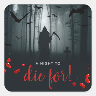 A Night To Die For! Halloween Party Square Sticker