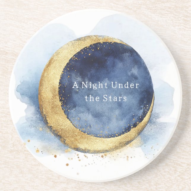 A Night Under Stars Celestial Blue Moon   Coaster (Front)