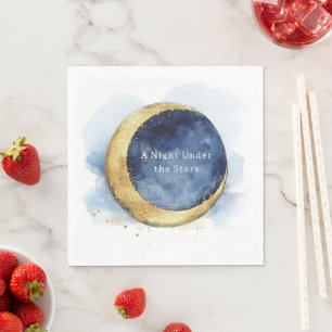 A Night Under Stars Celestial Blue Moon Wedding Napkin