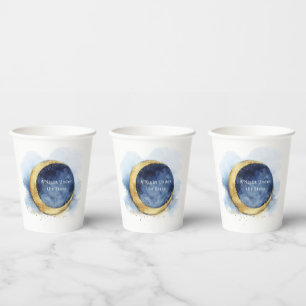 A Night Under Stars Celestial Blue Moon Wedding Paper Cups