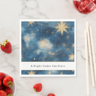 A Night Under the Stars Celestial Blue Wedding Napkin