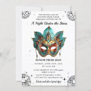 A Night Under the Stars Gold  Prom  Invitation