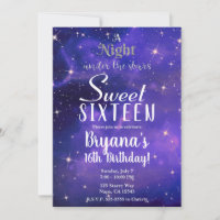A Night Under the Stars Purple Sky Sweet 16 Invita