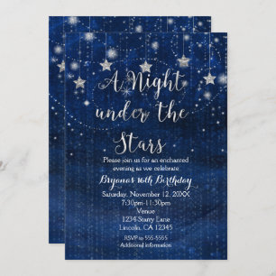 A Night under the Stars Silver & Blue Invitation