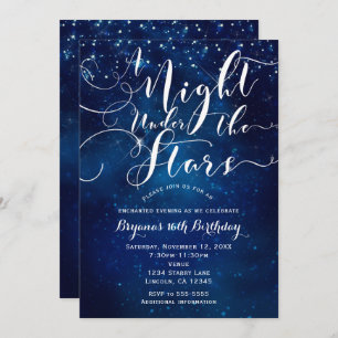 A NIGHT UNDER THE STARS Starry Bright Blue Sky Invitation