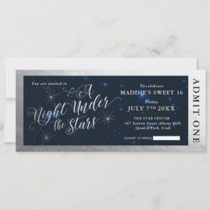 A Night Under the Stars Sweet Sixteen Ticket Invitation