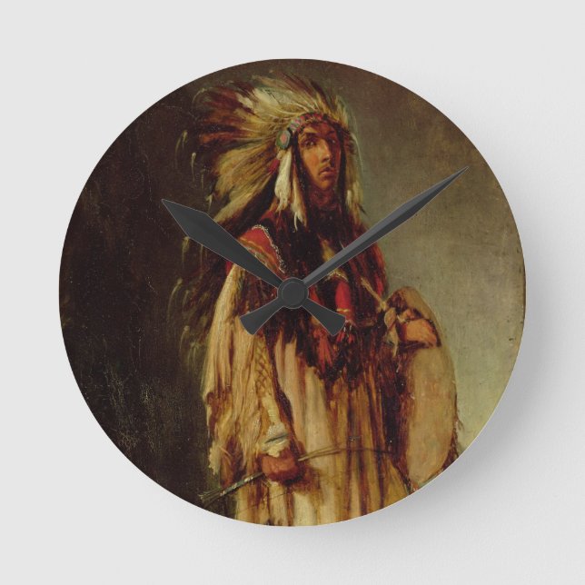 A North American Indian in an Extensive Landscape, Round Clock (Front)