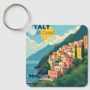 A Nostalgic Classic Travel Poster – Amalfi Coast Key Ring