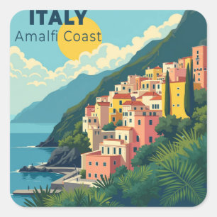 A Nostalgic Classic Travel Poster – Amalfi Coast Square Sticker