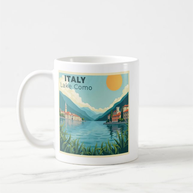 A Nostalgic Classic Travel Poster – Italy Lake Com Coffee Mug (Left)