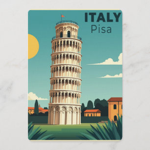 A Nostalgic Classic Travel Poster – Italy Pisa Tow Invitation