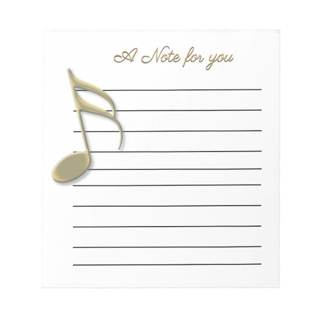 A Note for you Music Note Lined Notepad (Front)