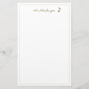 A Note For You Music Note Metallic Gold Stationery