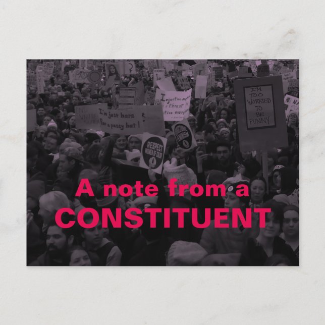 A note from a constituent Women's March 10/100 Postcard (Front)