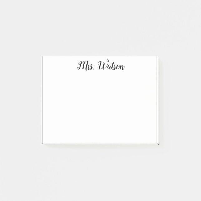 a note from add teacher name simple minimal border (Front)