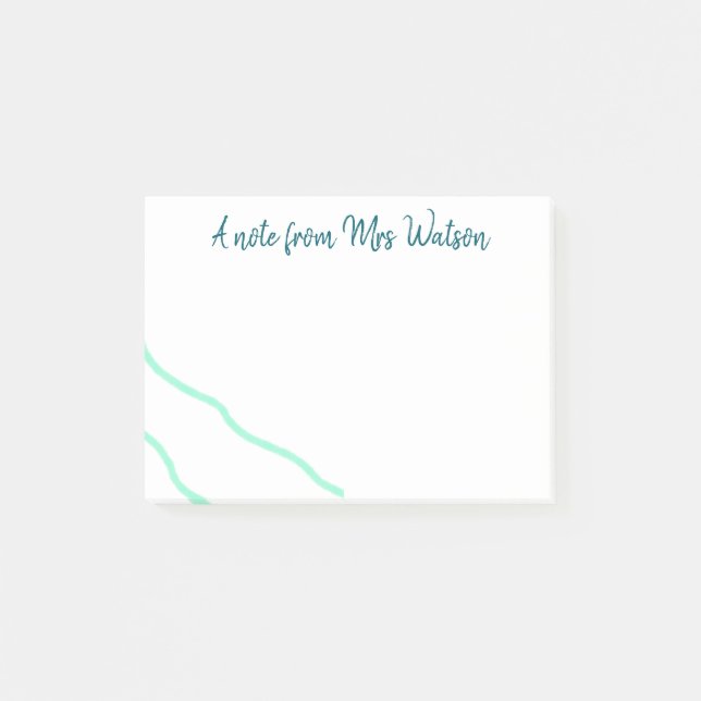 a note from add teacher name simple minimal waves (Front)