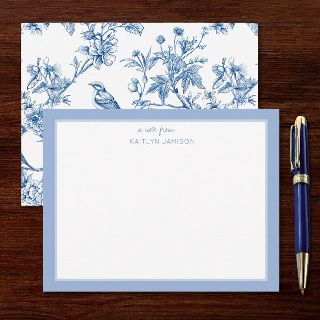 A Note From | Blue Chinoiserie Floral Note  Card (Creator Uploaded)