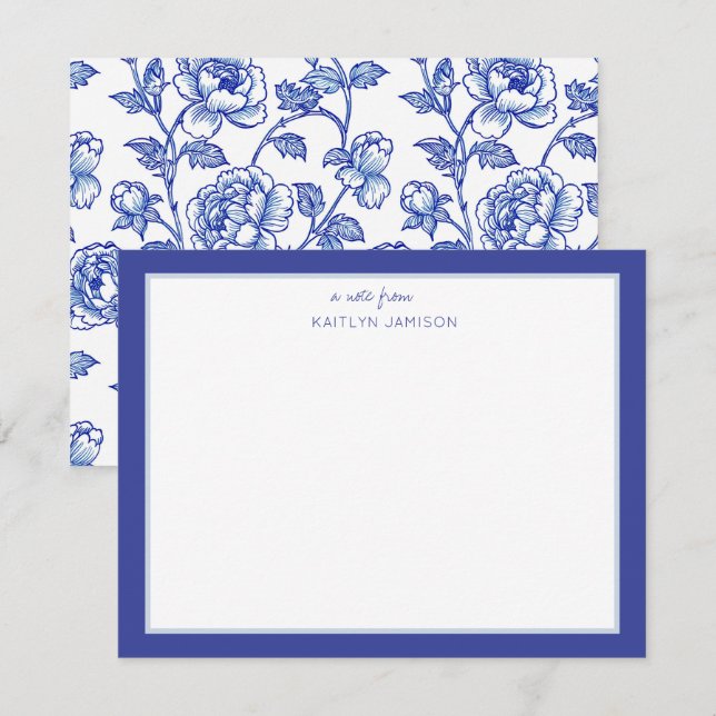 A Note From | Blue Chinoiserie Floral Note  Card (Front/Back)
