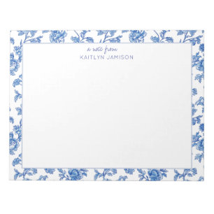 A Note From Blue Chinoiserie Floral Notepad