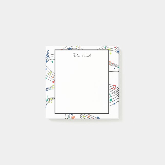 A Note From Colourful Music Note Whimsical Pattern (Front)