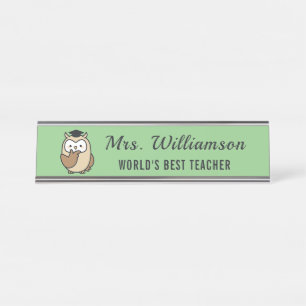 A Note From Custom Name Teacher Appreciation Owl Desk Name Plate