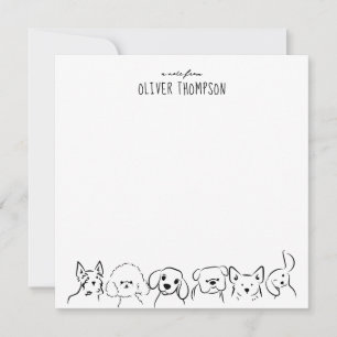 A Note From Cute Dog Animal Sketch Note Card