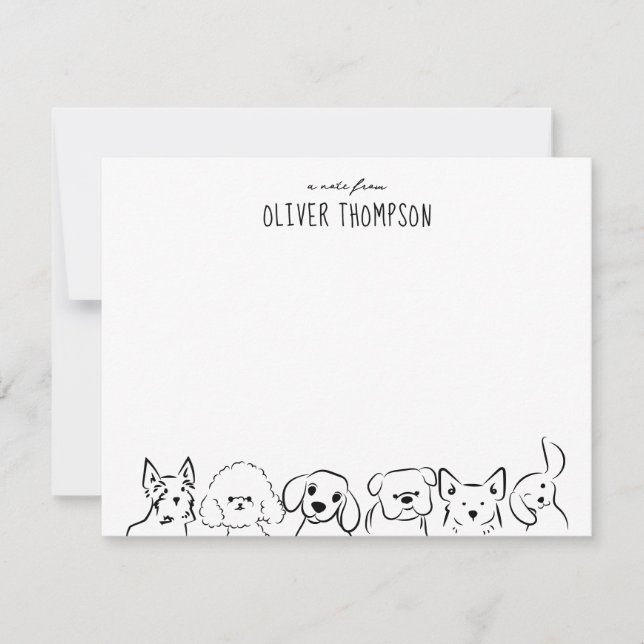 A Note From Cute Dog Animal Sketch Note Card (Front)