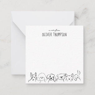 A Note From Cute Dog Animal Sketch Note Card