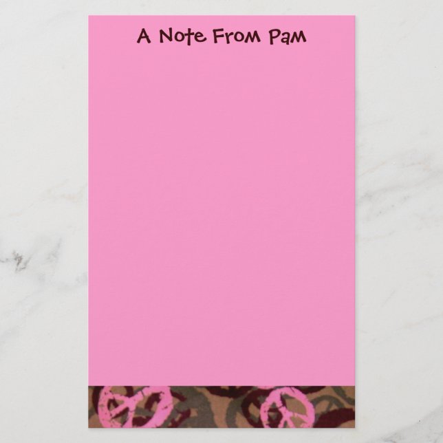 A Note From Pam-Stationery-Peace Signs Stationery (Front)