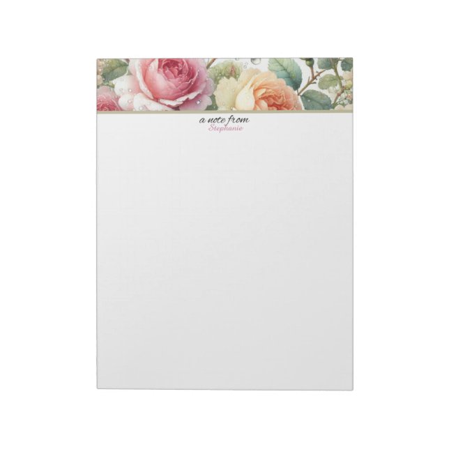 A Note From Personalised Floral Roses Notepad (Rotated)