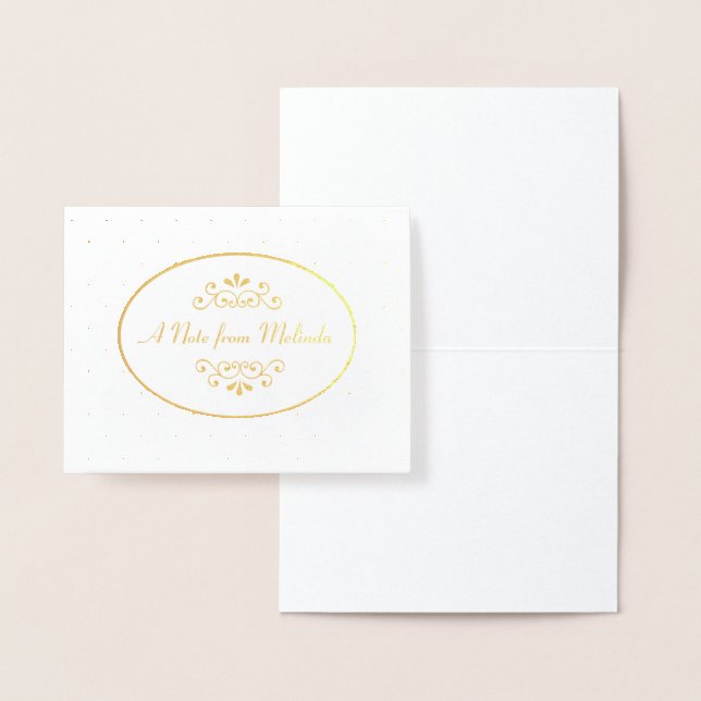 "A Note From" Personalised Gold Foil Notecard Card (Display)