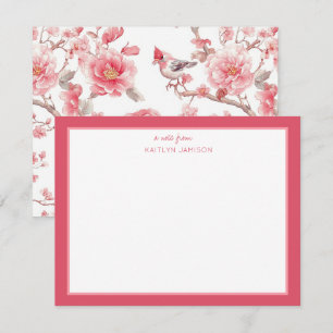 A Note From   Pink Chinoiserie Floral Note  Card