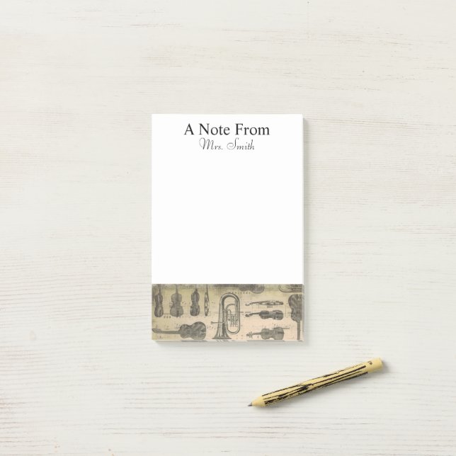A Note From Sheet Music Note Tuba Violin Guitar (On Desk)