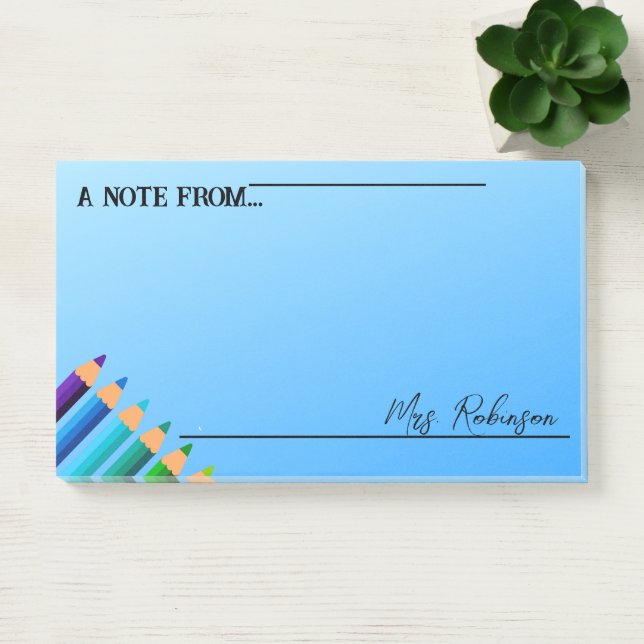 A Note From Teacher | Boho Rainbow Pencil Notepad (Office)