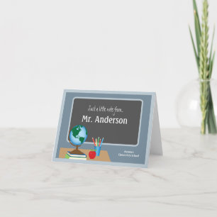 A Note From Teacher Chalkboard Globe Card